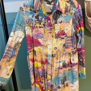 Wrangler Barbie collab Multicolor Graphic Button-Up Dress